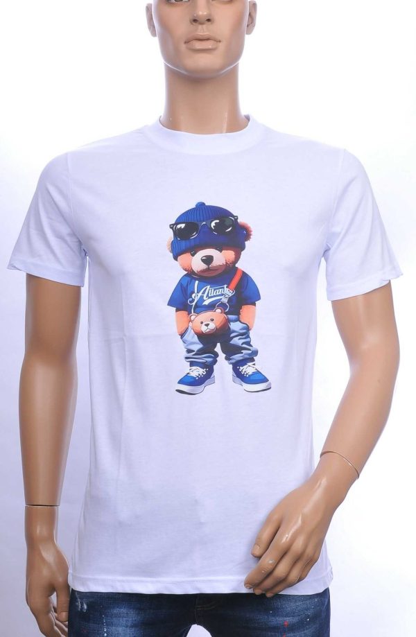 CONTOUR Trendy Teddy Bear Ronde Hals T-shirt – Wit