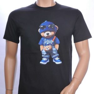 CONTOUR Trendy Teddy Bear Ronde Hals T-shirt – Zwart