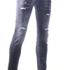 ICON2, Dsquared2, Hippe, Gescheurde, Slim-Fit, Stretch, Heren Jeans, met Verfspatten, Zwart