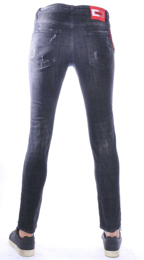 ICON2, Dsquared2, Hippe, Gescheurde, Slim-Fit, Stretch, Heren Jeans, met Verfspatten, Zwart
