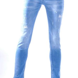 ICON2 Hippe Gescheurde, dsquared2, Slim-Fit, Stretch, Heren Jeans, met Verfspatten, Lichtblauw