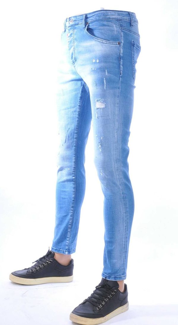 ICON2 Hippe Gescheurde, dsquared2, Slim-Fit, Stretch, Heren Jeans, met Verfspatten, Lichtblauw