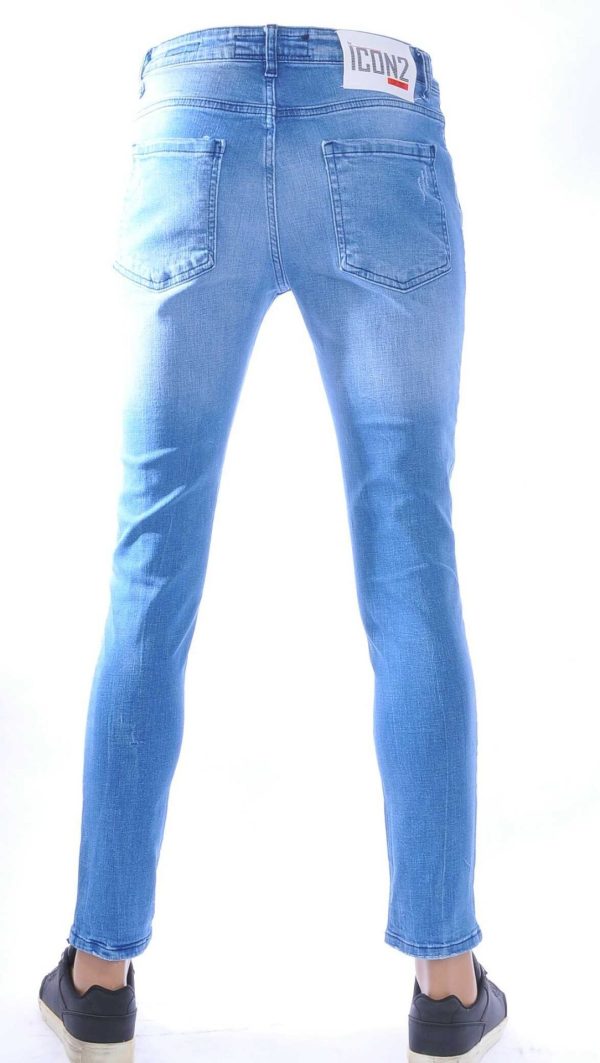 ICON2 Hippe Gescheurde, dsquared2, Slim-Fit, Stretch, Heren Jeans, met Verfspatten, Lichtblauw