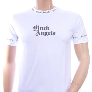 FRANCO RENZO Trendy Black Angels Ronde Hals Heren T-Shirt - Wit