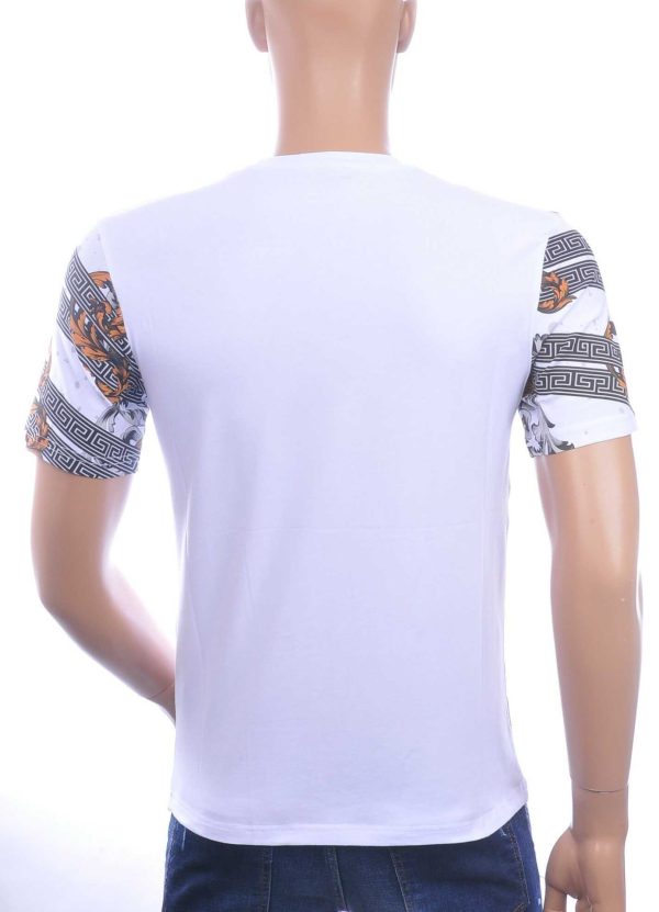 LES DESIGNERS, Versace, Trendy, Heren T-Shirt, met Panterprint, met Steentjes, – Wit