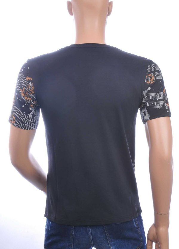 LES DESIGNERS, Versace, Trendy, Heren T-Shirt, met Panterprint, met Steentjes, – Zwart