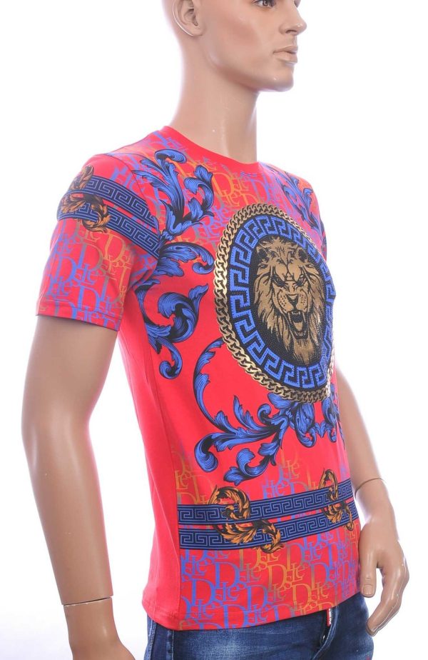 LES DESIGNERS Ronde Hals T-Shirt met Leeuwenkop met Steentjes – Zwart - Afbeelding 8