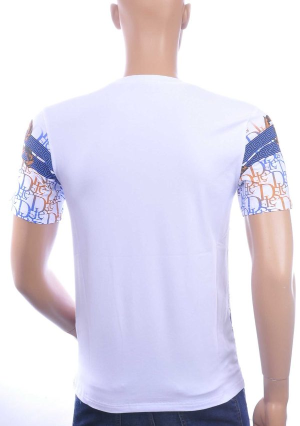 LES DESIGNERS Ronde Hals T-Shirt met Leeuwenkop en Steentjes – Wit