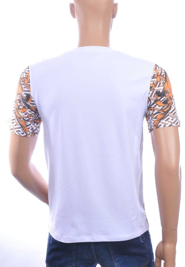 LES DESIGNERS, Versace, Ronde Hals T-Shirt, met Leeuwenkop, met Steentjes, – Wit