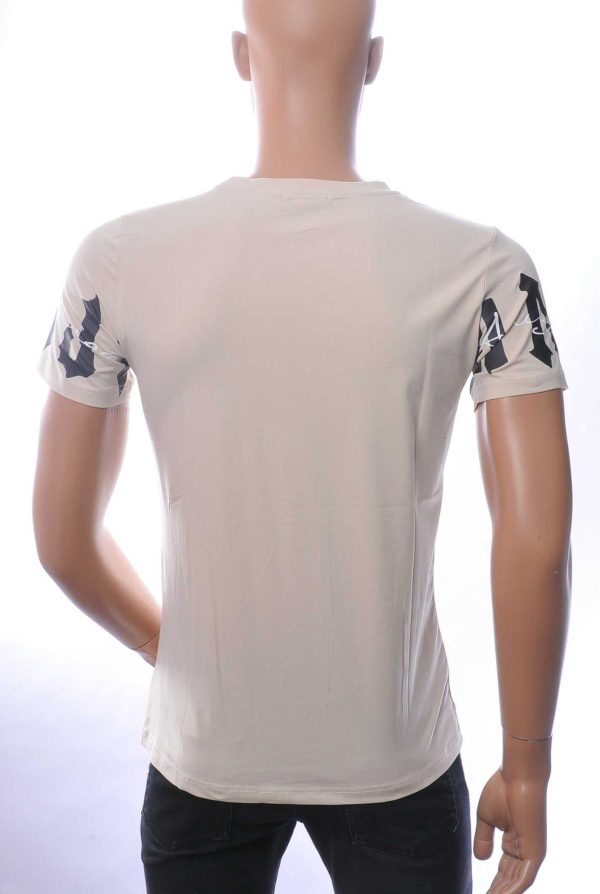 NEW DREAM Trendy ANJI American tekst print Heren T-shirt met Ronde Hals - Beige