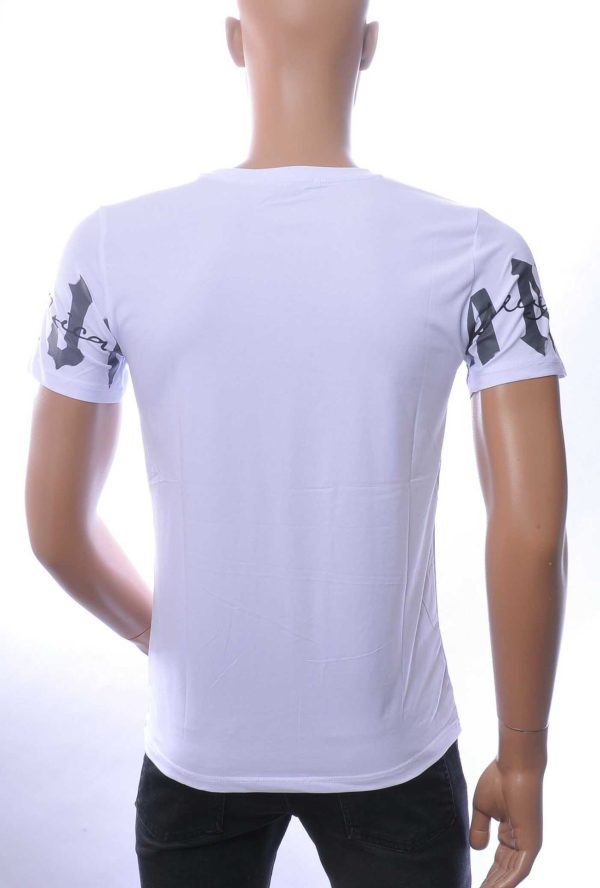 NEW DREAM Trendy ANJI American tekst print Heren T-shirt met Ronde Hals - Wit