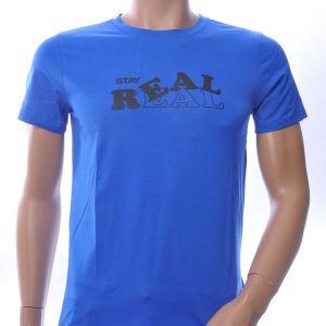 NEW DREAM Stay REAL print ronde hals T-shirt – Blauw