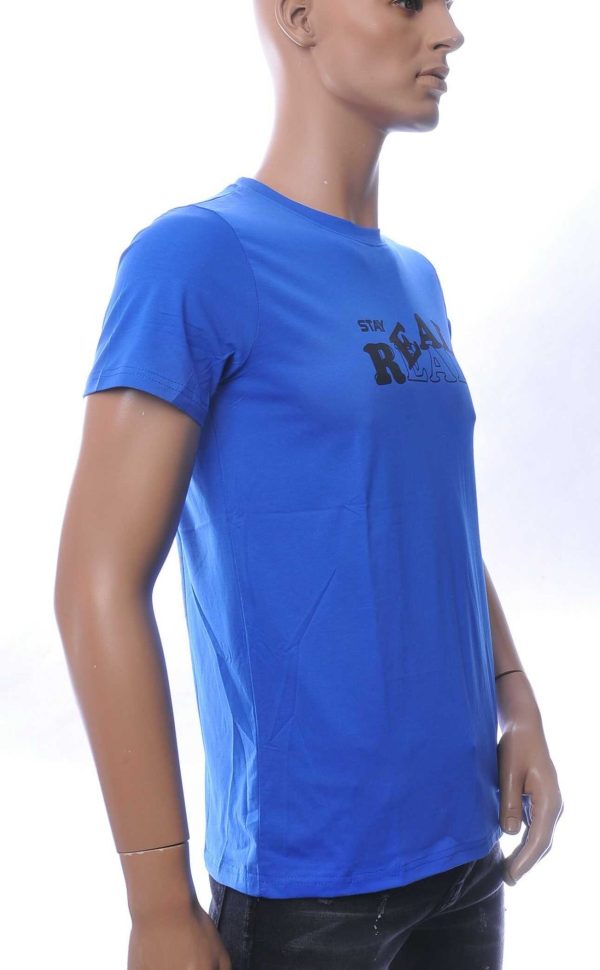 NEW DREAM Stay REAL print ronde hals T-shirt – Blauw