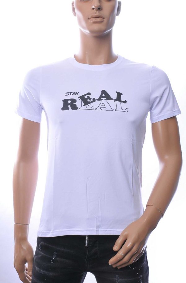 NEW DREAM Stay REAL print ronde hals T-shirt – Wit