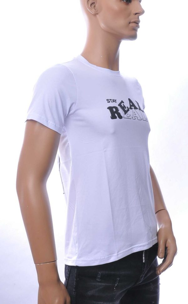 NEW DREAM Stay REAL print ronde hals T-shirt – Wit