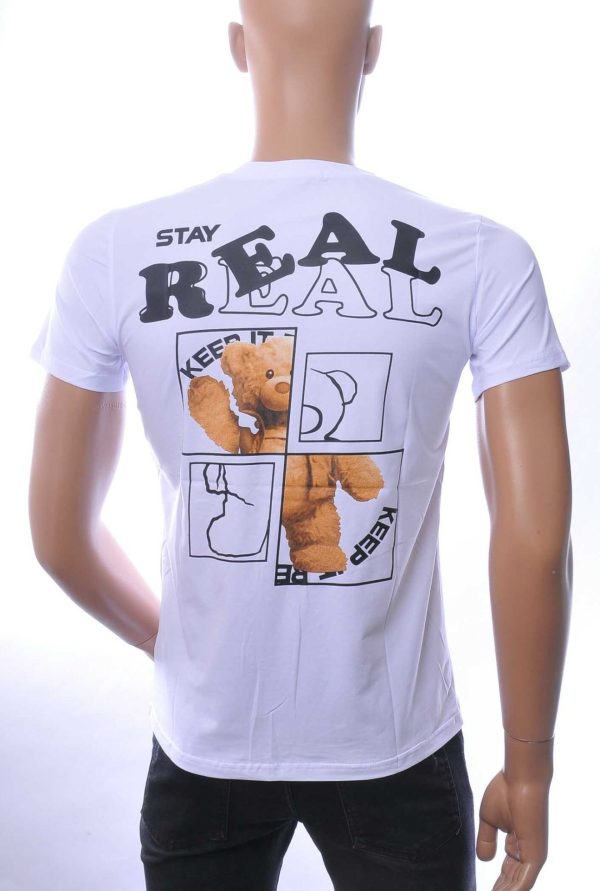 NEW DREAM Stay REAL print ronde hals T-shirt – Wit