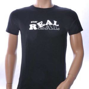 NEW DREAM Stay REAL print ronde hals T-shirt – Zwart