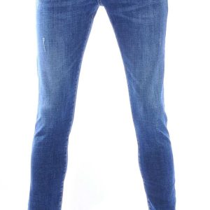 AMSTERDAM PREMIUM Trendy Vintage Wassing Slim Fit Stretch Jeans voor Heren met Contrast Stiksels – Blauw