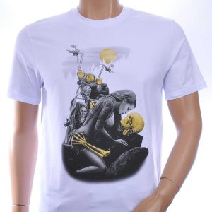 CLUB JU Trendy Ronde Hals Heren Skull T-Shirt – Wit