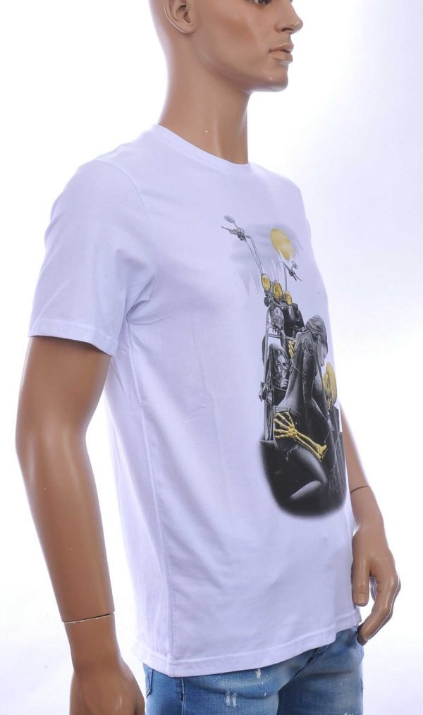 CLUB JU Trendy Ronde Hals Heren Skull T-Shirt – Wit