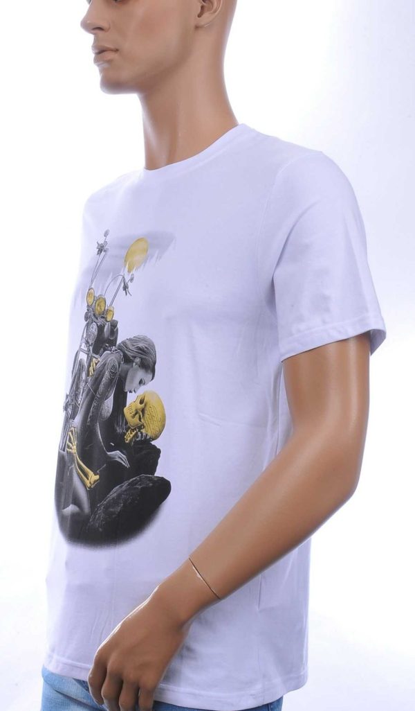 CLUB JU Trendy Ronde Hals Heren Skull T-Shirt – Wit