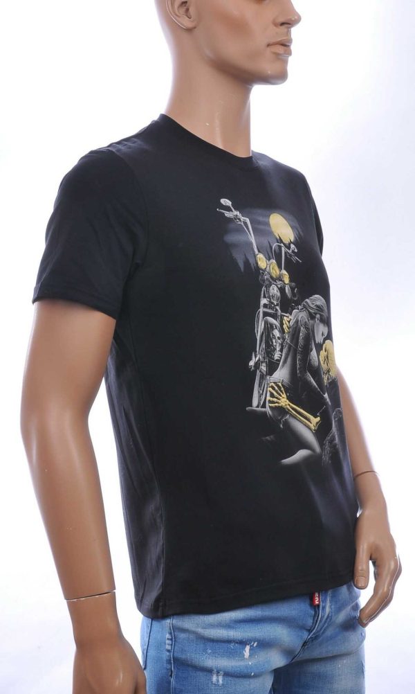 CLUB JU Trendy Ronde Hals Heren Skull T-Shirt – Zwart
