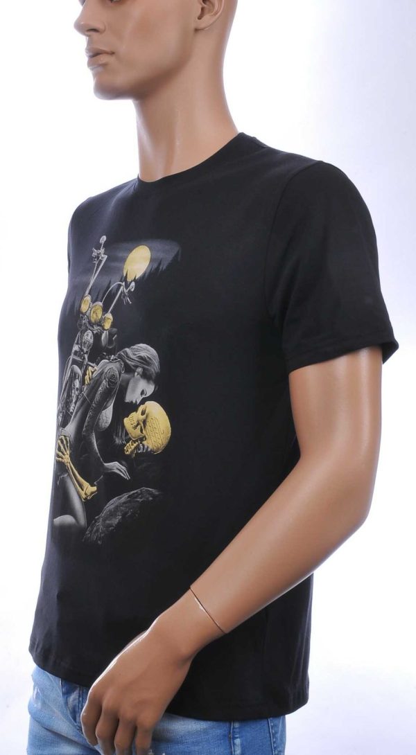 CLUB JU Trendy Ronde Hals Heren Skull T-Shirt – Zwart