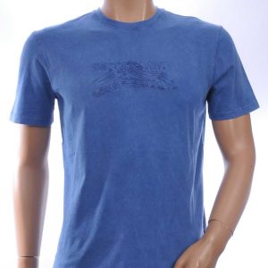 CLUB JU Vintage Ronde Hals Effen Heren T-Shirt - Blauw