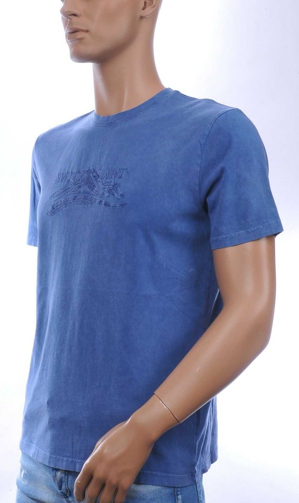 CLUB JU Vintage Ronde Hals Effen Heren T-Shirt - Blauw