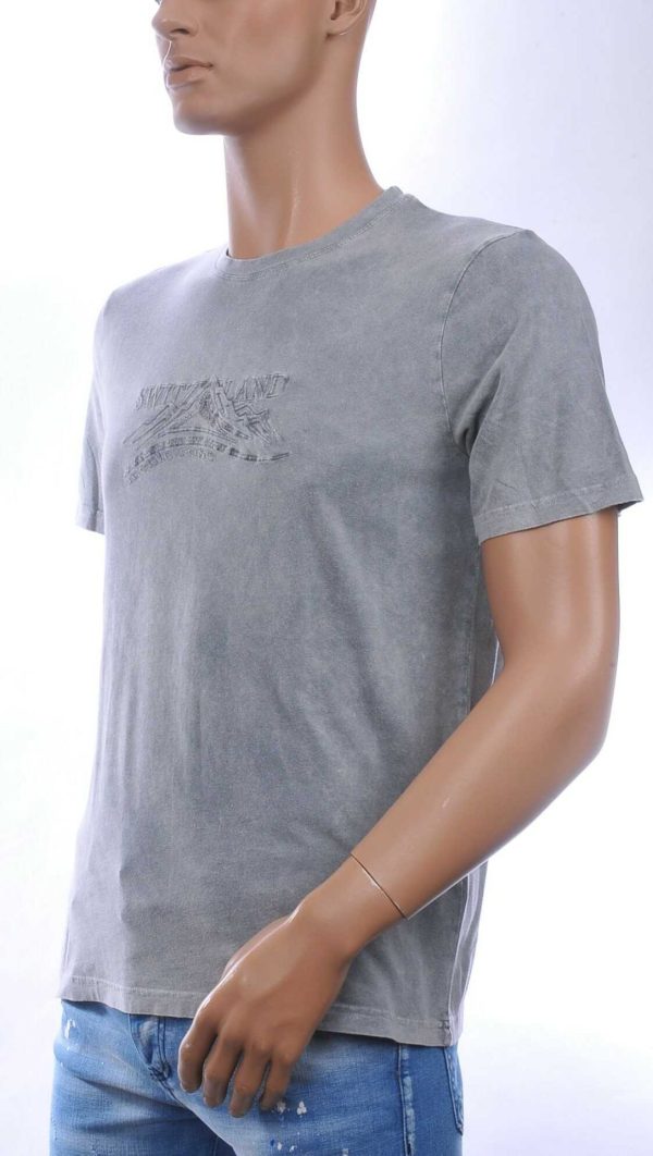 CLUB JU Vintage Ronde Hals Effen Heren T-Shirt - Grijs