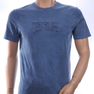 CLUB JU Vintage Ronde Hals Effen Heren T-Shirt - Navy
