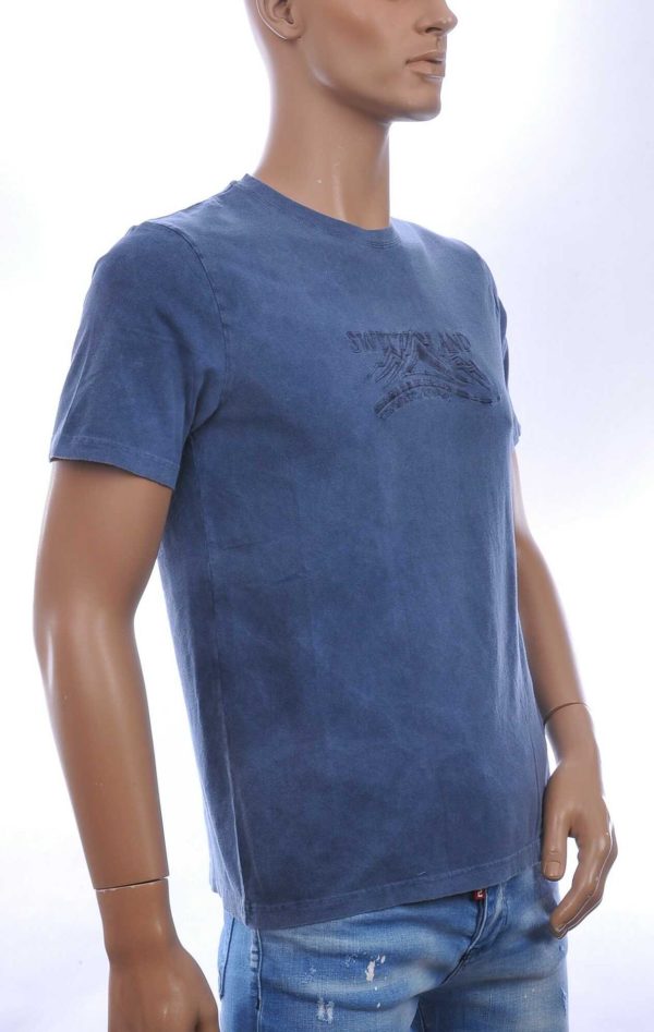 CLUB JU Vintage Ronde Hals Effen Heren T-Shirt - Navy