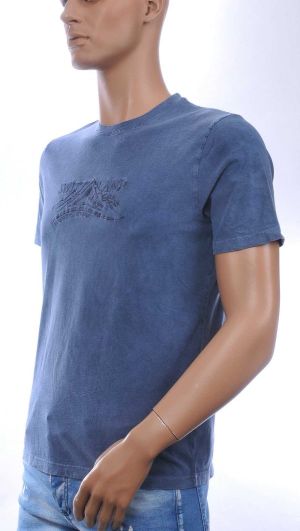 CLUB JU Vintage Ronde Hals Effen Heren T-Shirt - Navy