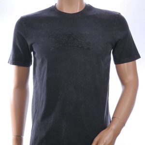 CLUB JU Vintage Ronde Hals Effen Heren T-Shirt - Zwart