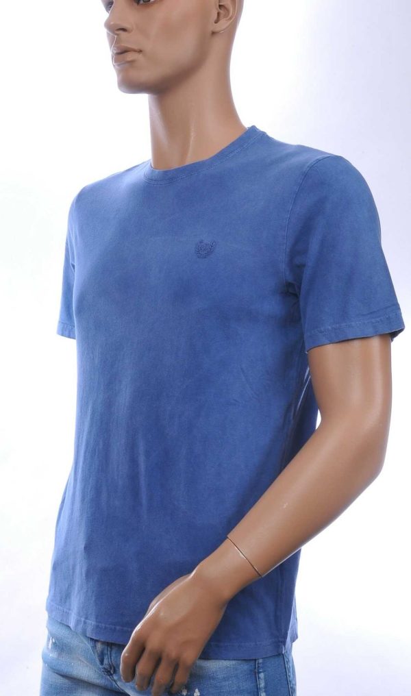 CLUB JU Vintage Ronde Hals Effen Heren T-Shirt - Blauw