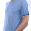 CLUB JU Vintage Ronde Hals Effen Heren T-Shirt - Blauw