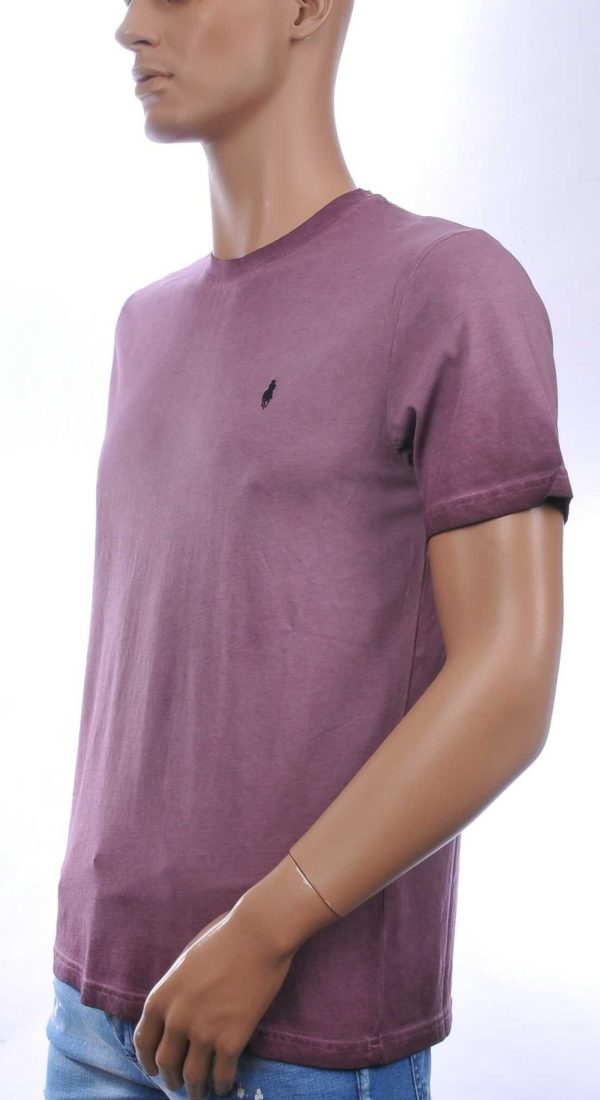 CLUB JU Vintage Ronde Hals Effen Heren T-Shirt - Bordeaux