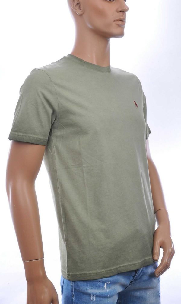 CLUB JU Vintage Ronde Hals Effen Heren T-Shirt - Khaki