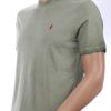 CLUB JU Vintage Ronde Hals Effen Heren T-Shirt - Khaki
