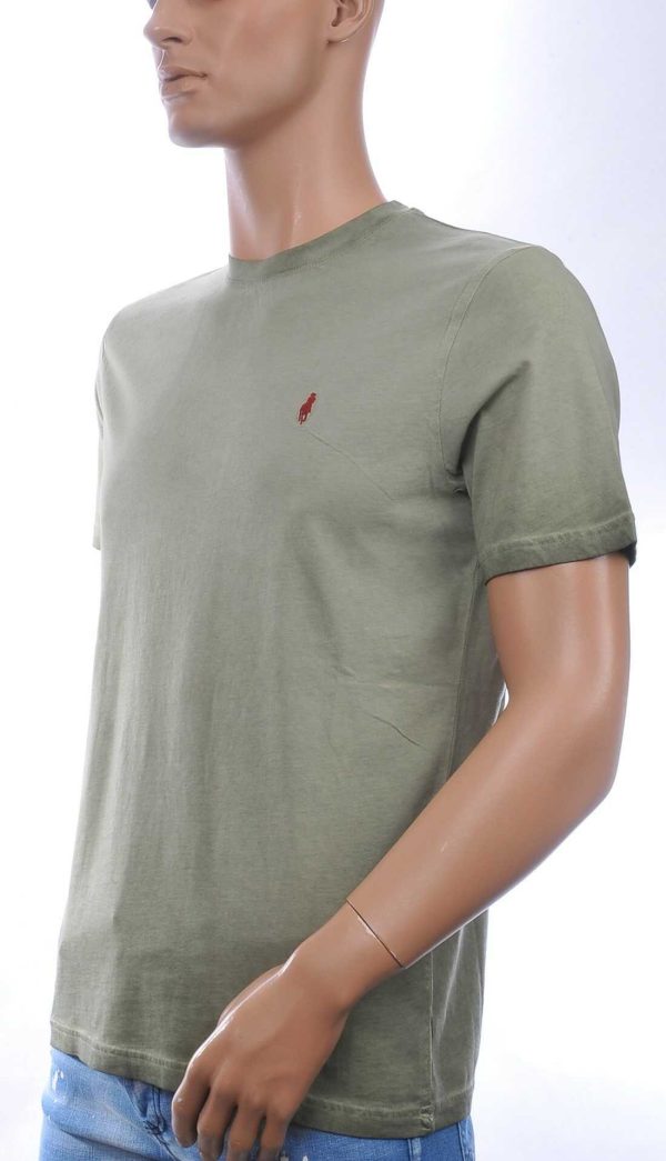 CLUB JU Vintage Ronde Hals Effen Heren T-Shirt - Khaki