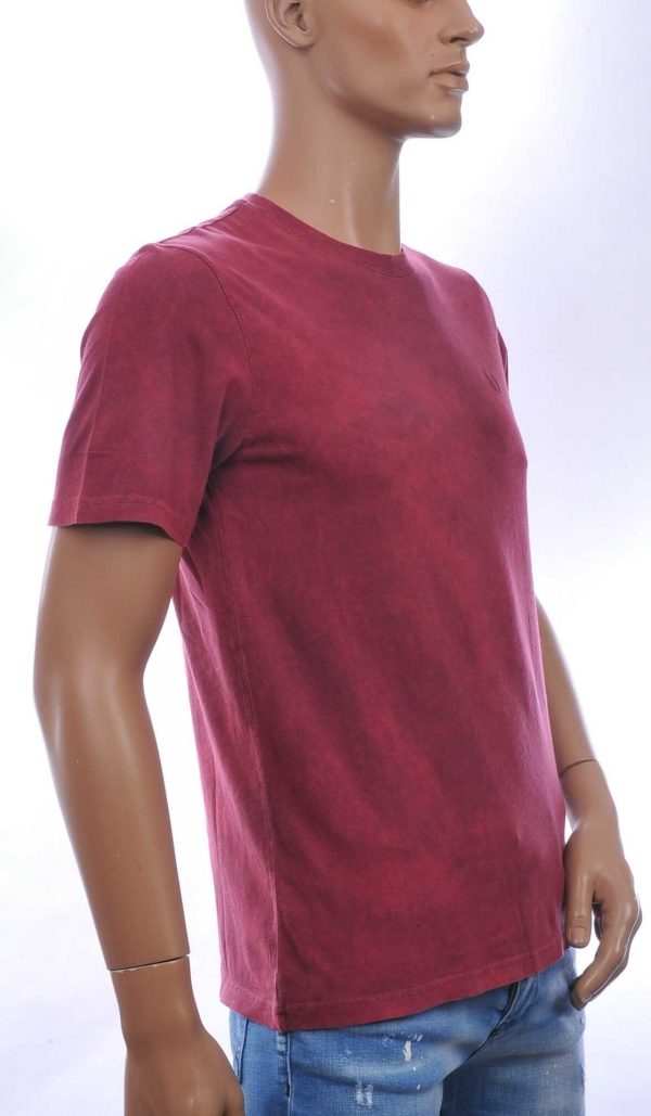 CLUB JU Vintage Ronde Hals Effen Heren T-Shirt - Bordeaux