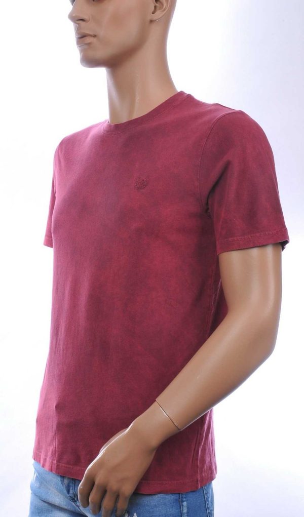 CLUB JU Vintage Ronde Hals Effen Heren T-Shirt - Bordeaux