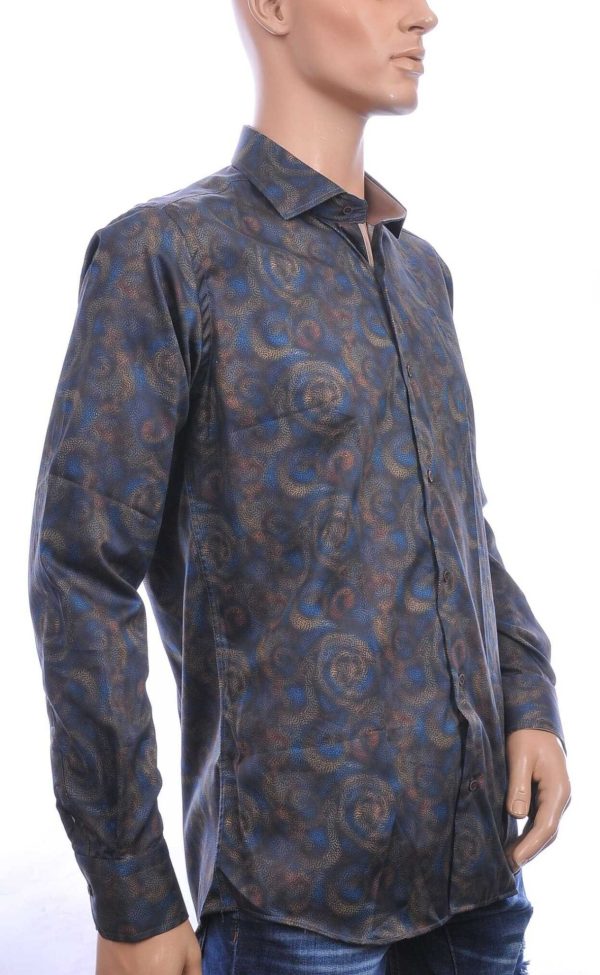 CORRINO Italiaans Slim Fit Heren Overhemd met Allover Paisley Dessin – Bruin