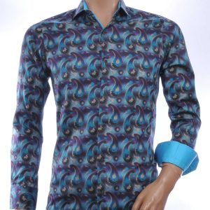 CORRINO Italiaans Slim Fit Heren Overhemd met Allover Paisley Dessin – Groen