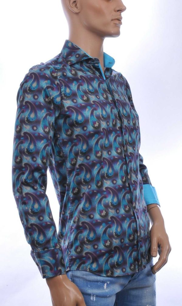 CORRINO Italiaans Slim Fit Heren Overhemd met Allover Paisley Dessin – Groen