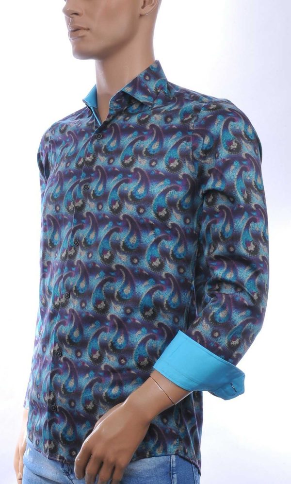 CORRINO Italiaans Slim Fit Heren Overhemd met Allover Paisley Dessin – Groen