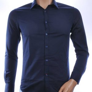 DAVID NEWMAN Italiaans getailleerd slim fit stretch heren overhemd – Navy