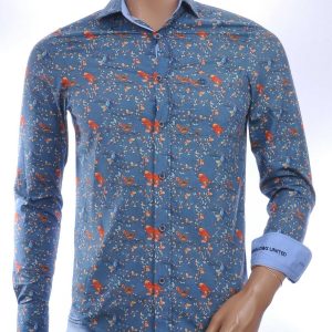 FELLOWS UNITED Italiaans Slim Fit Heren Overhemd met Bloemen en Vogels Print – Groen | Stijlvol, Elegant en Comfortabel
