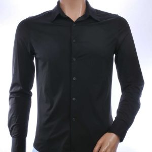 FRILIVIN Italiaans Getailleerd Slim Fit Zijde Overhemd voor Heren – Zwart