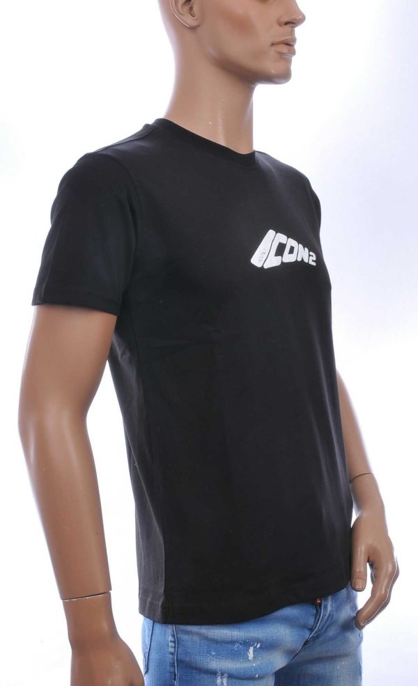 ICON2 Trendy Ronde Hals T-Shirt met 3D Letters Print – Zwart